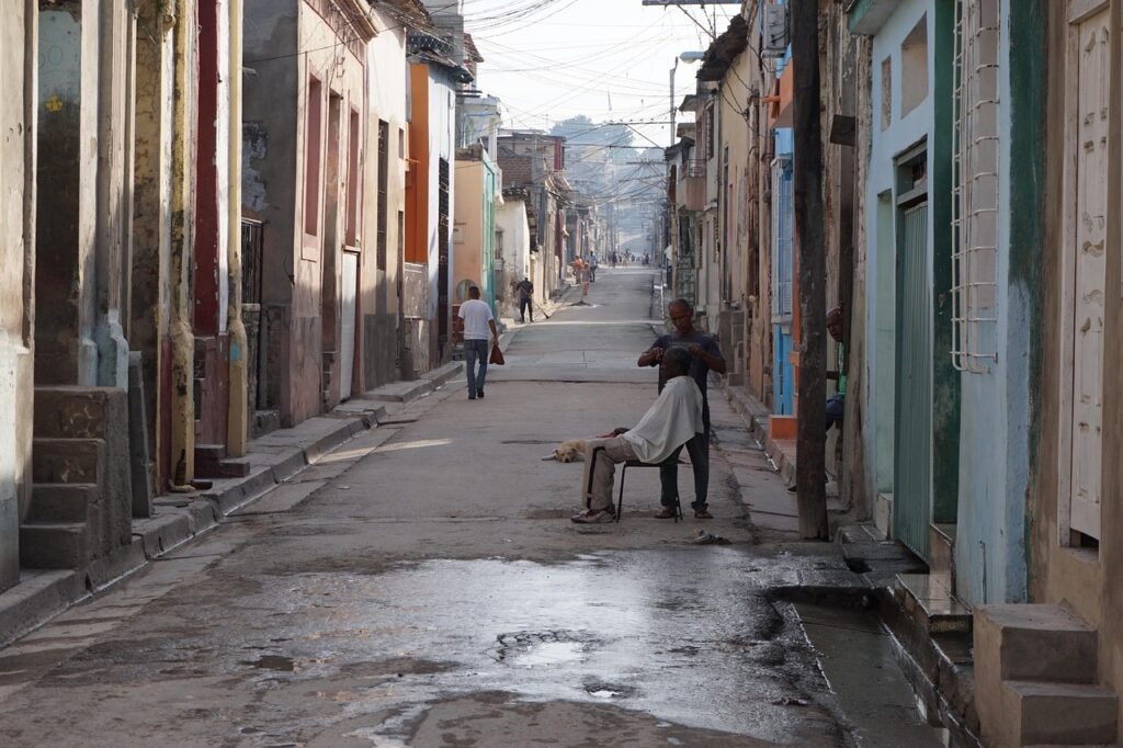 road, alley, city, pavement, cuba, barber, hairdresser, santiago de cuba, cuba, barber, barber, barber, barber, barber, hairdresser